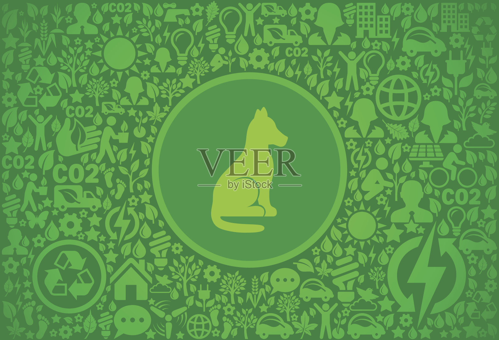 狗环境绿色矢量图标模式插画图片素材