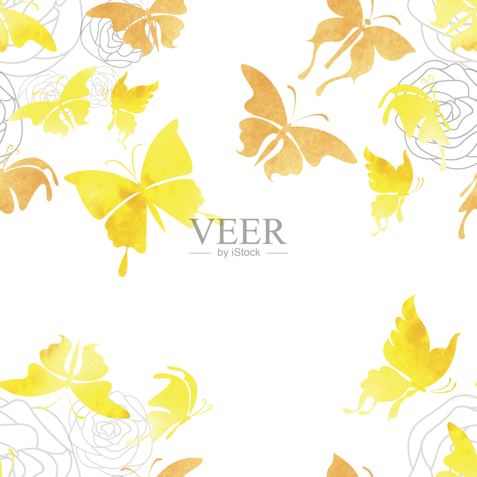 无缝水彩蝴蝶图案插画图片素材