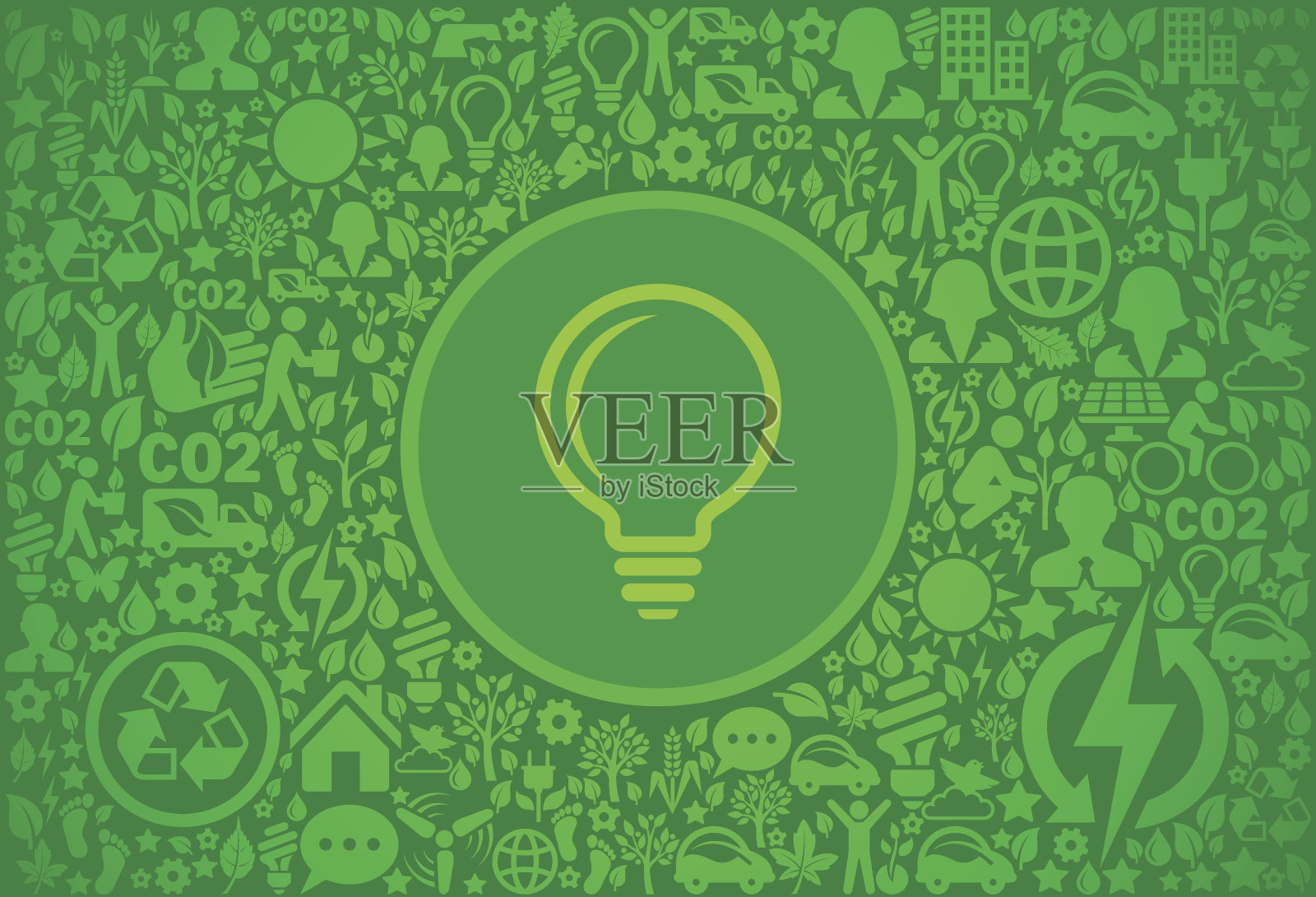 灯泡环境绿色矢量图标模式插画图片素材
