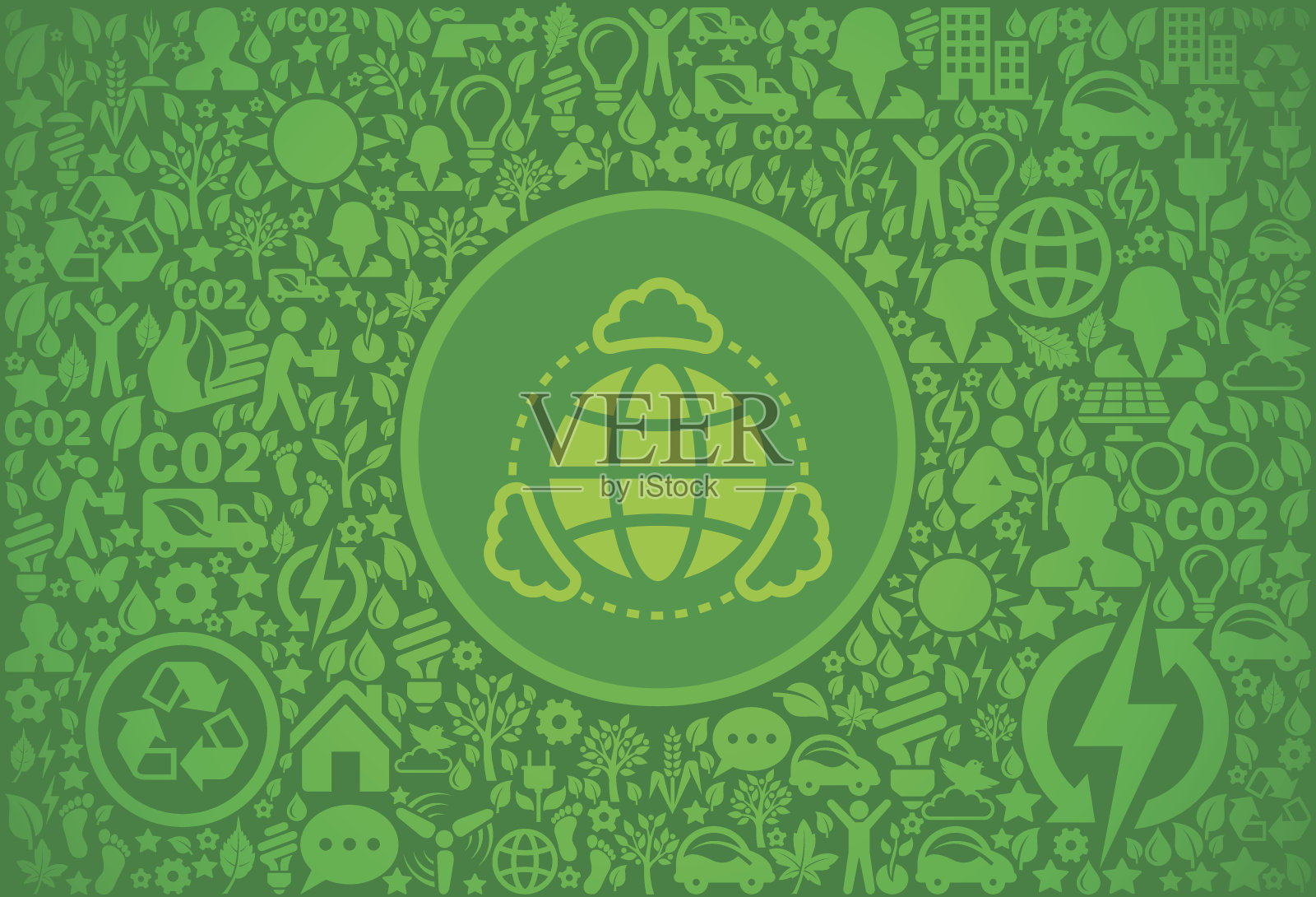 全球云计算环境绿色矢量图标模式插画图片素材