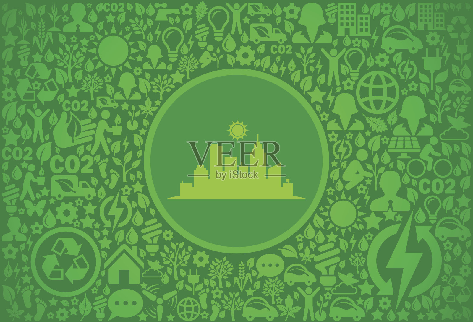 城市景观背景环境绿色矢量图标模式插画图片素材