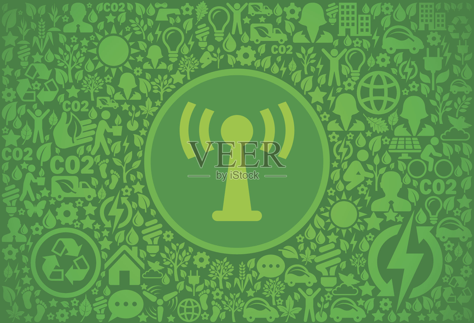 天线连接环境绿色矢量图标模式插画图片素材