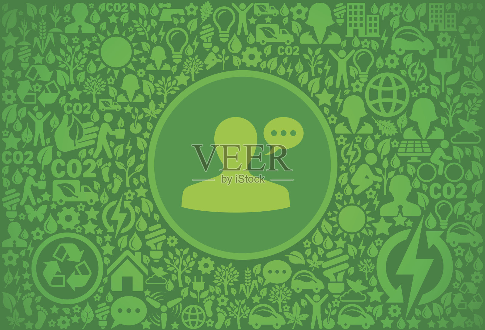 男性沟通头环境绿色矢量图标模式插画图片素材