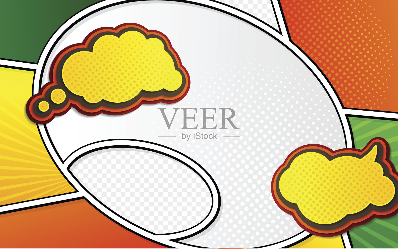 矢量模型的一个典型的漫画页与讲话气泡。插画图片素材