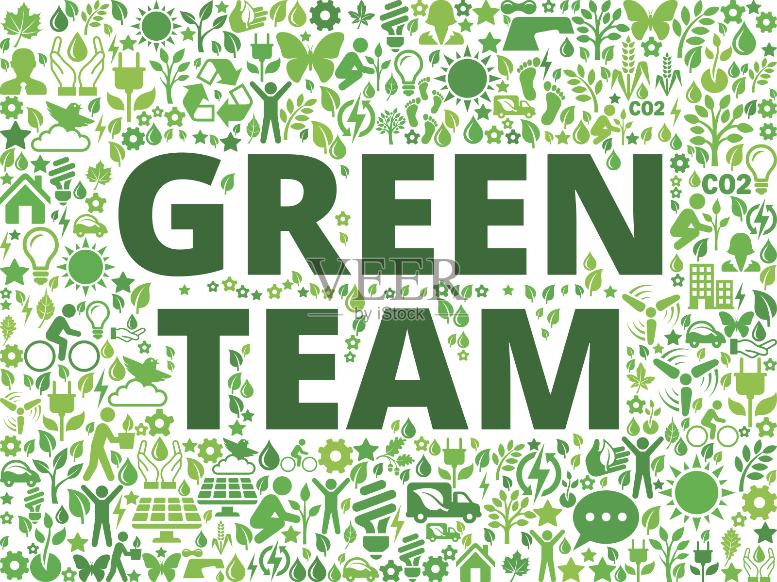 绿色团队环保矢量图标模式插画图片素材