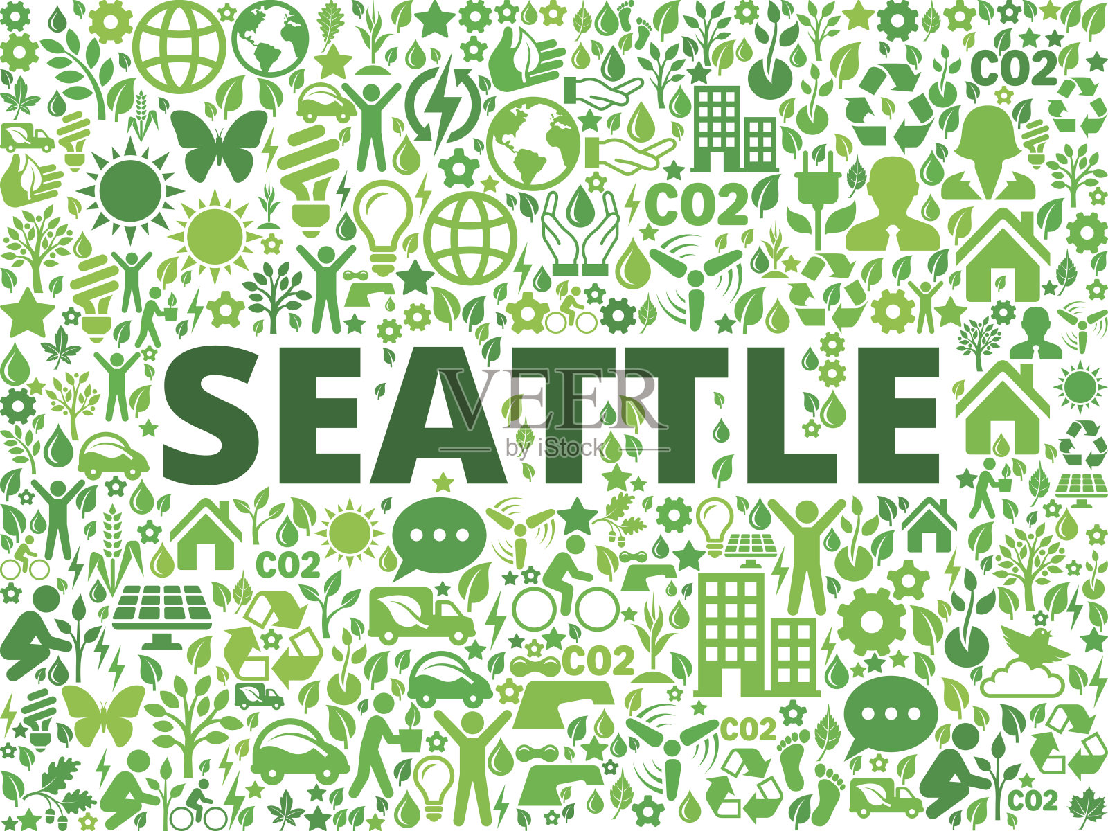 西雅图环境保护向量图标模式插画图片素材