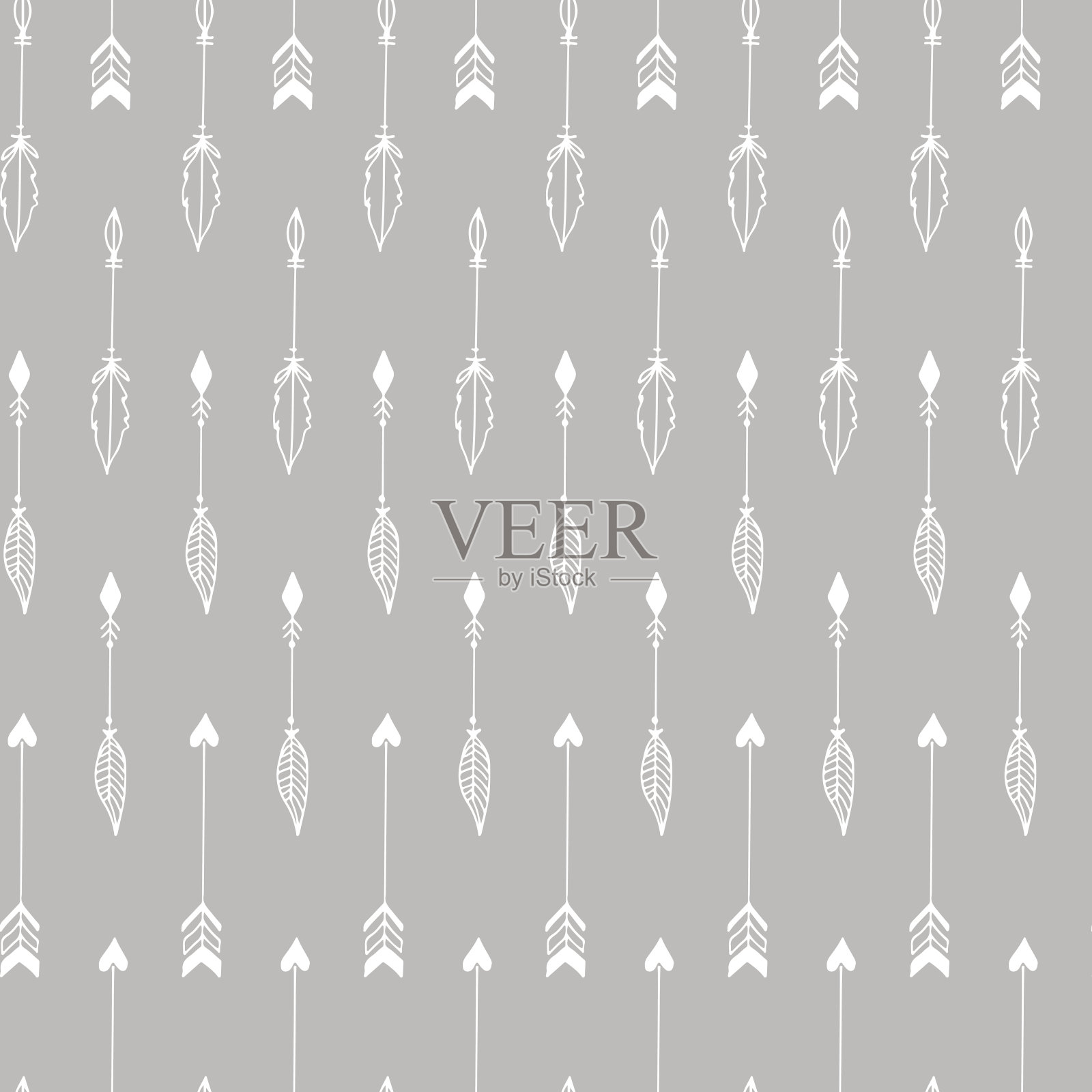 可爱的手绘箭头无缝模式。矢量插图在波西米亚风格。插画图片素材