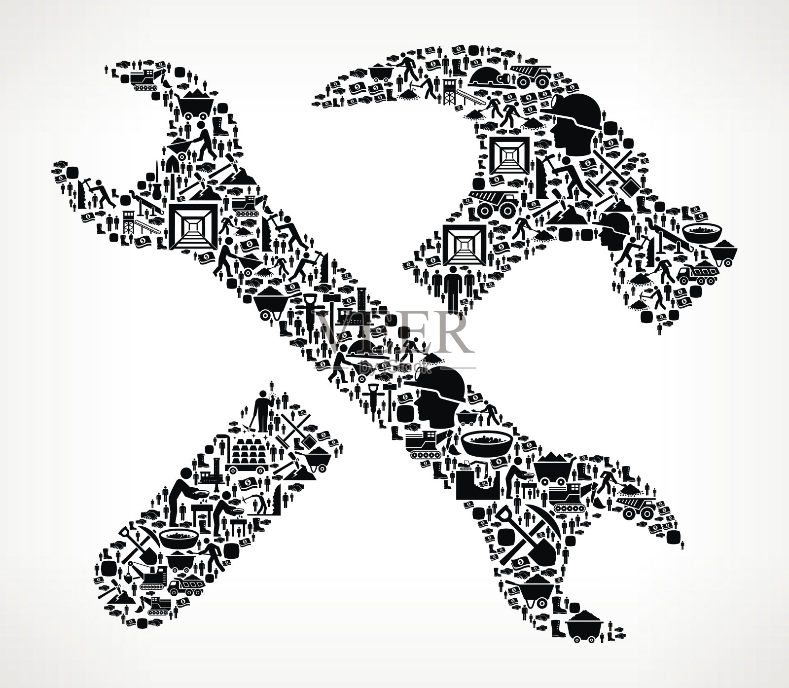 工具和硬件矿业矢量图标模式插画图片素材