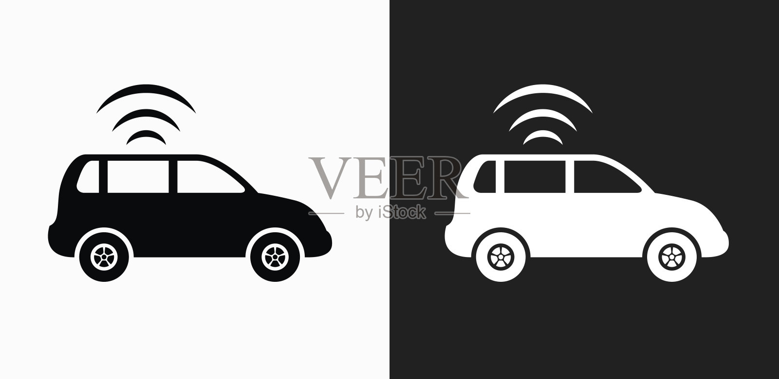 汽车连接图标上的黑色和白色矢量背景插画图片素材