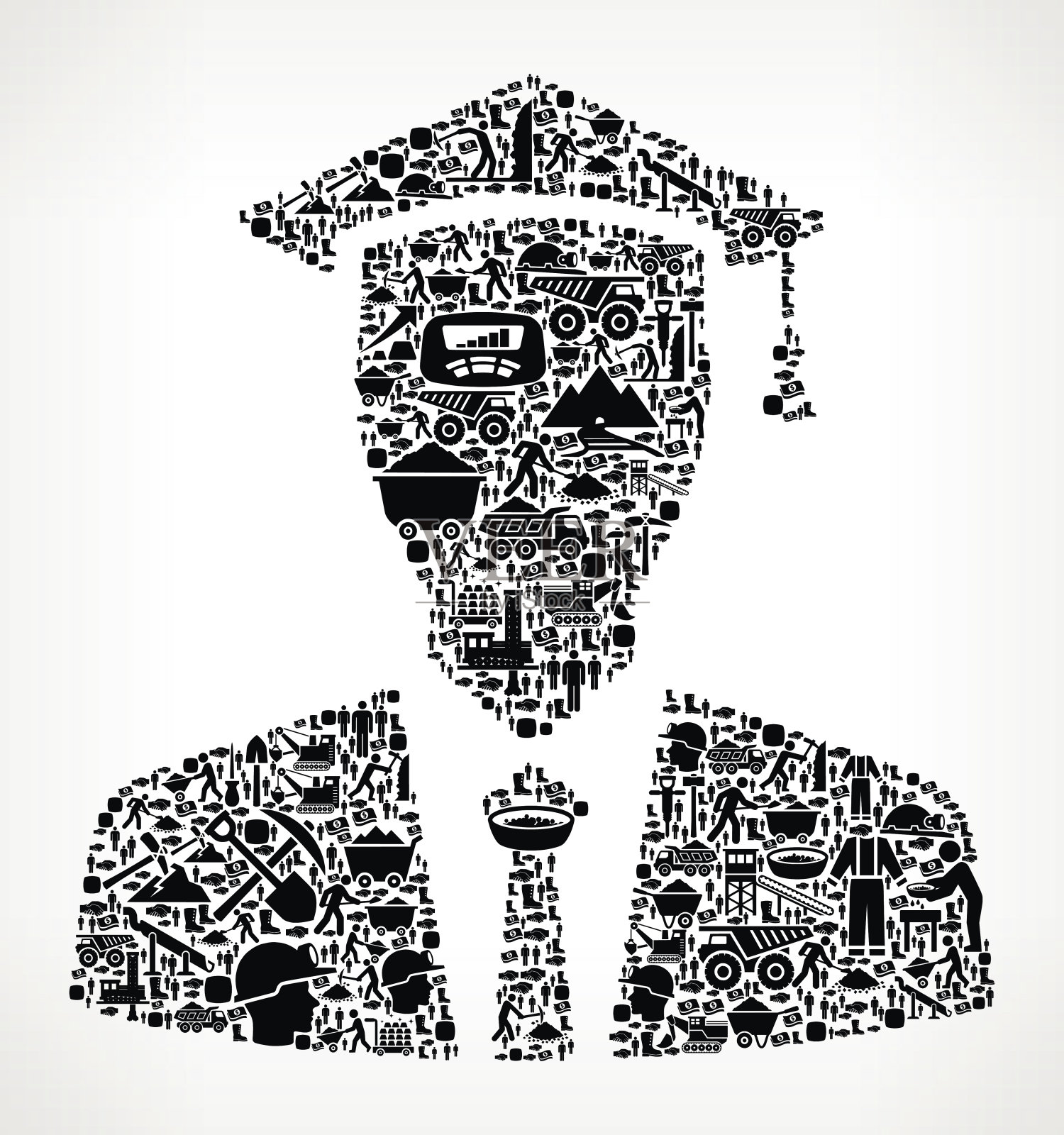 毕业采矿行业矢量图标模式插画图片素材