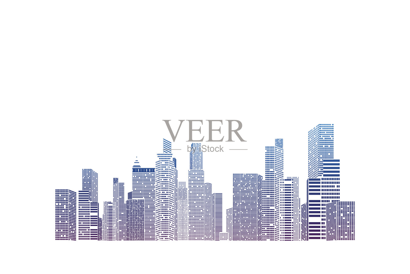 建筑和城市插图,城市场景的白色背景插画图片素材