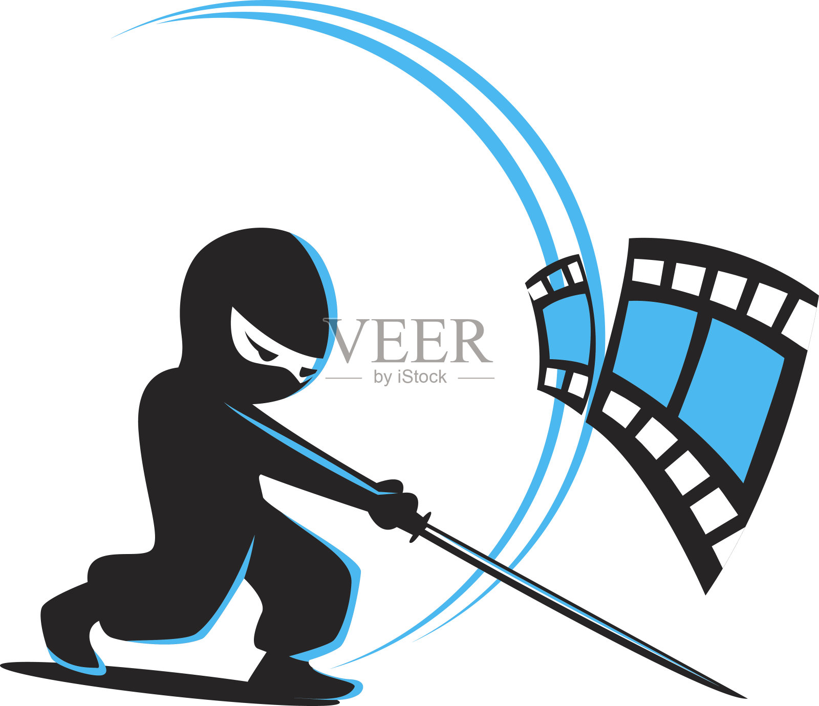 忍者武士战士角色卡通武术武器矢量插画图片素材