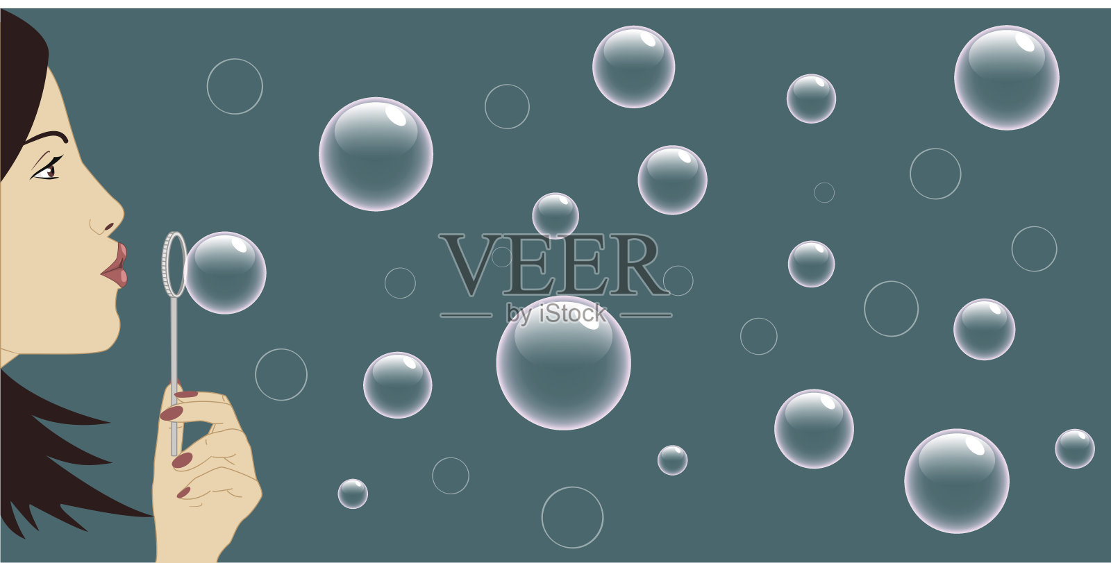 有泡沫的女孩插画图片素材