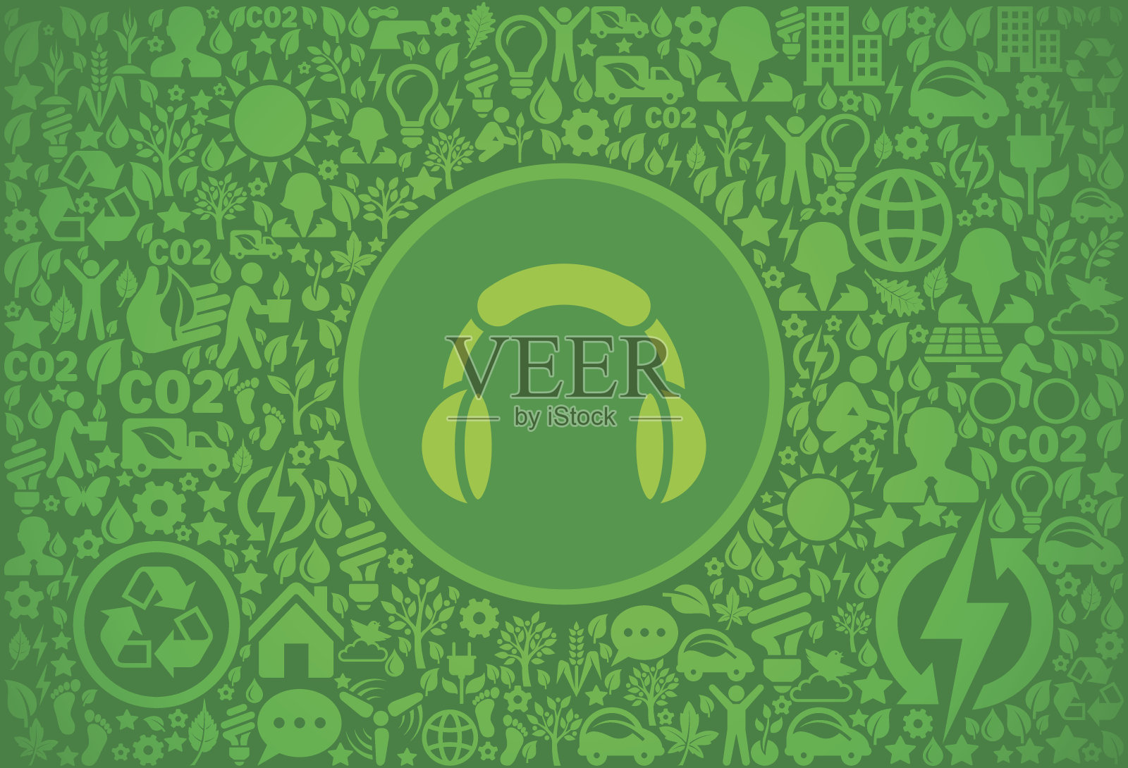 耳机环境绿色矢量图标模式插画图片素材