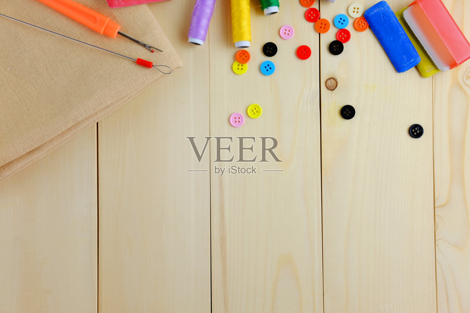 缝纫工具背景。照片摄影图片