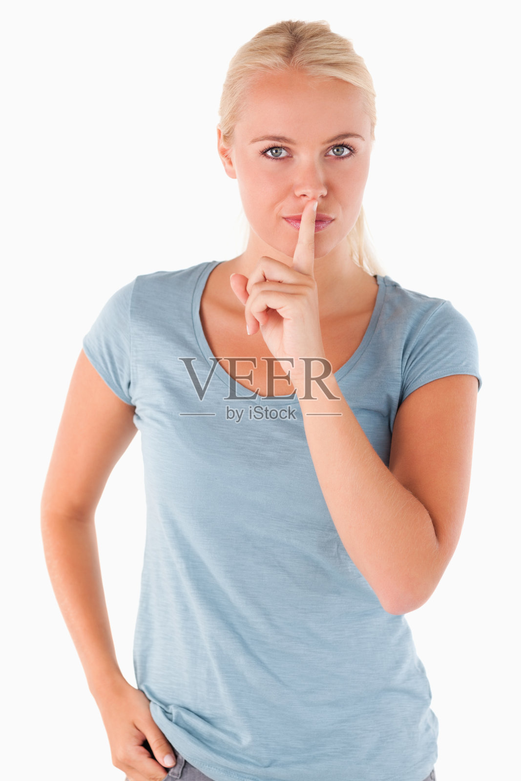 使安静的金发女人照片摄影图片