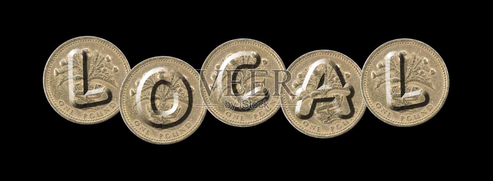 当地-硬币在黑色背景照片摄影图片