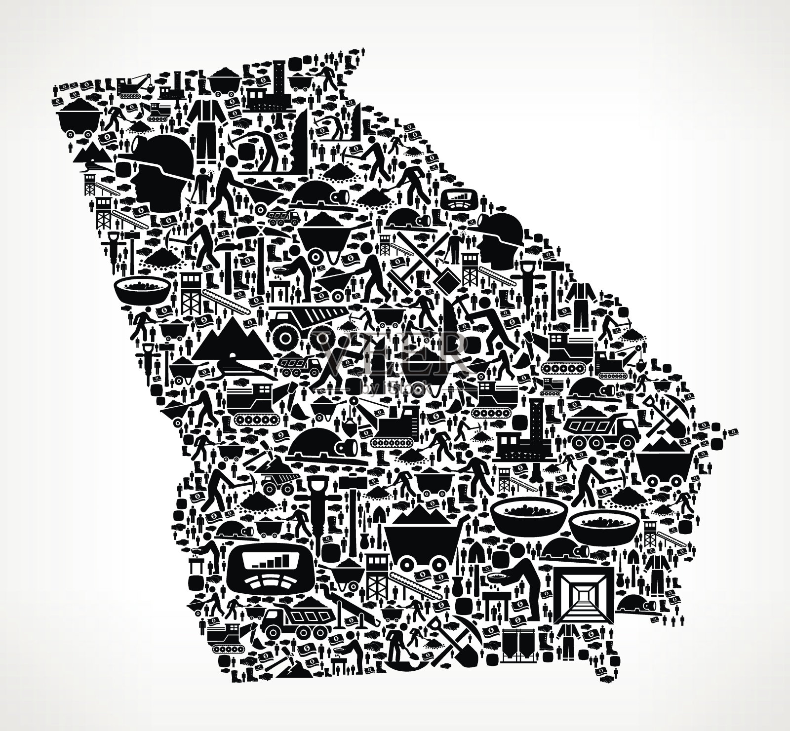 乔治亚州矿业矢量图插画图片素材