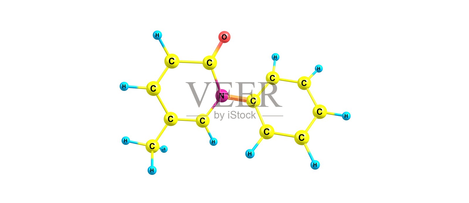 吡非尼酮分子结构,白色背景分离照片摄影图片