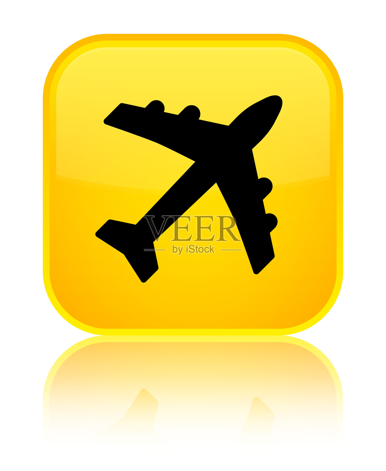 飞机图标专用黄色方形按钮图标素材