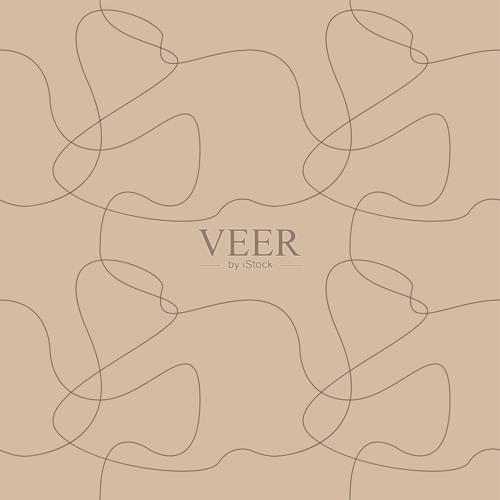 棕色几何无缝背景与曲线插画图片素材