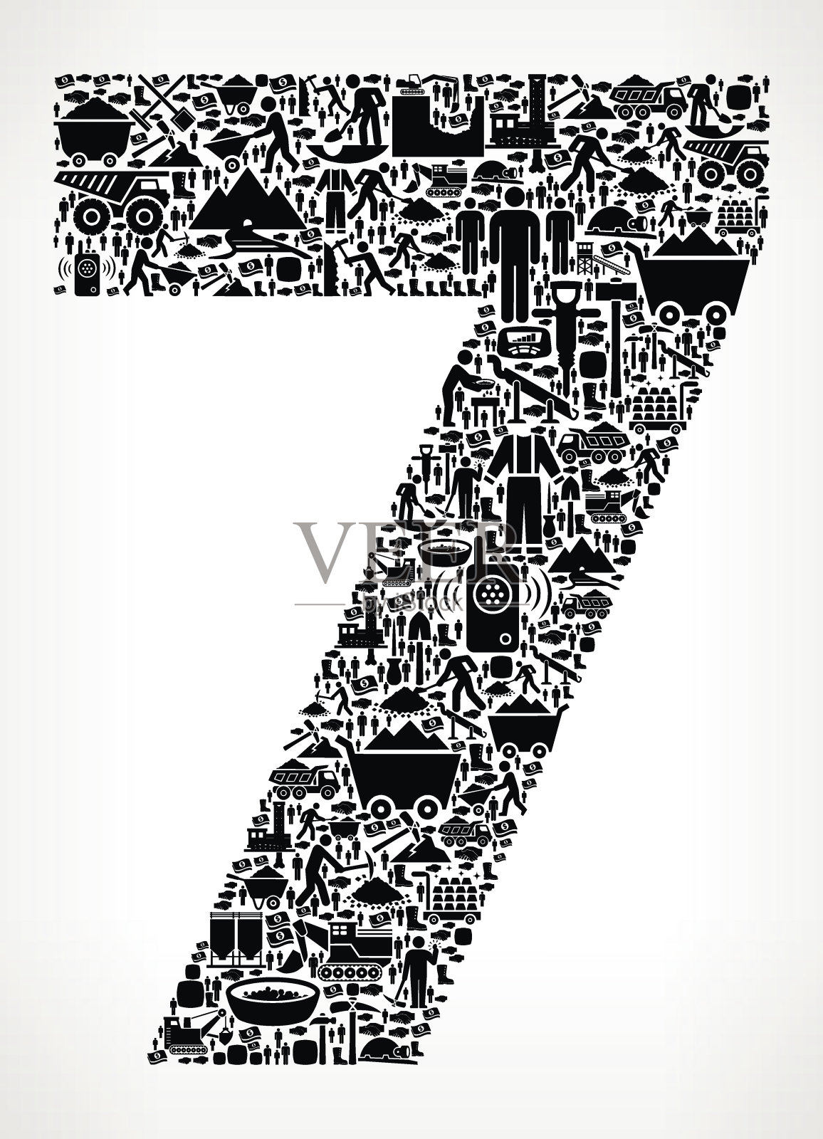 数字7矿业矢量图形插画图片素材