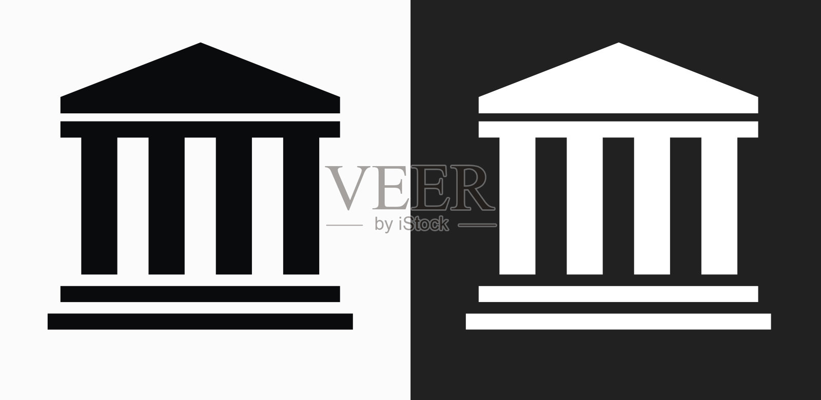 银行图标在黑色和白色矢量背景插画图片素材