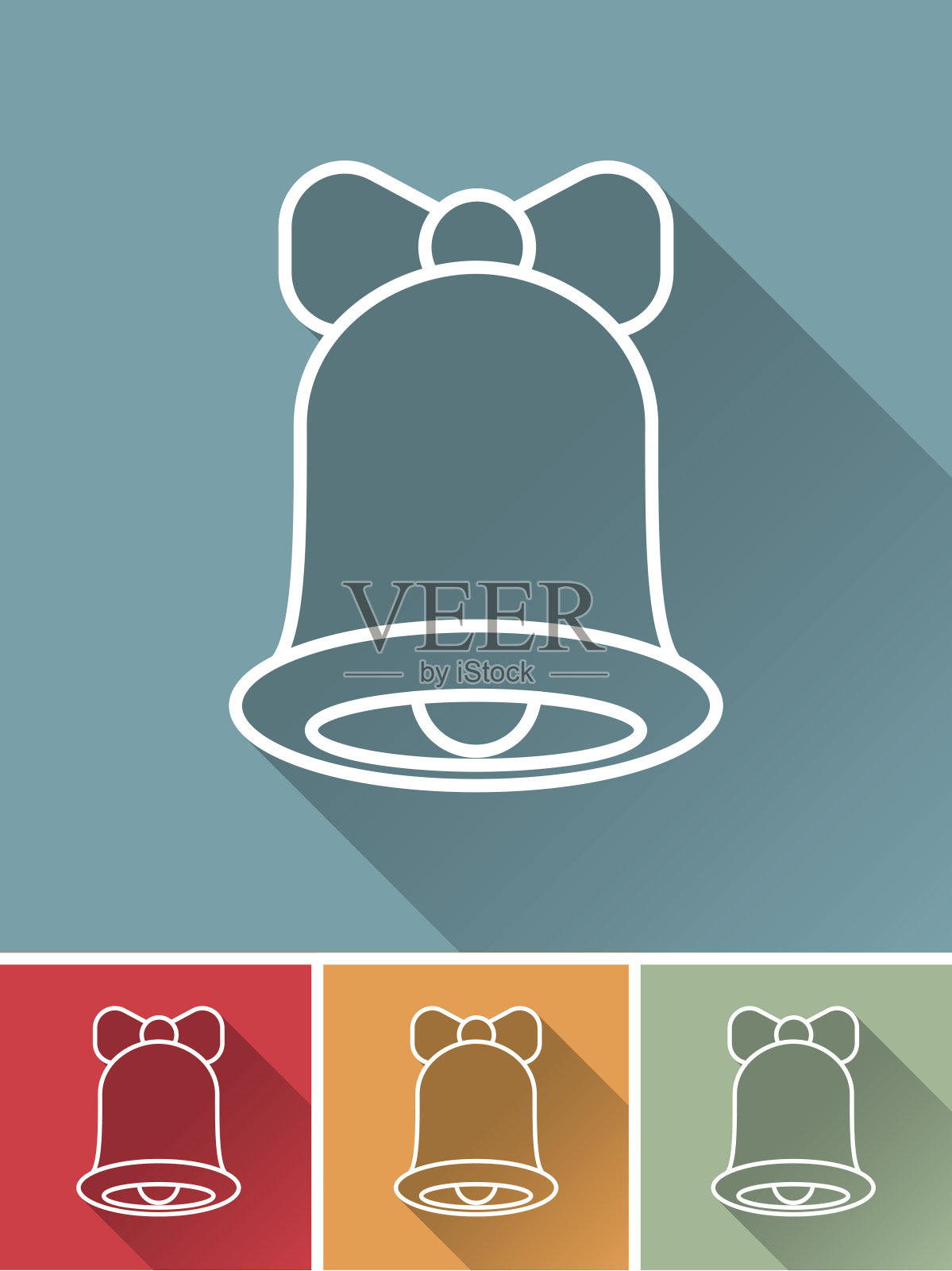 圣诞扁平设计标志:钟插画图片素材