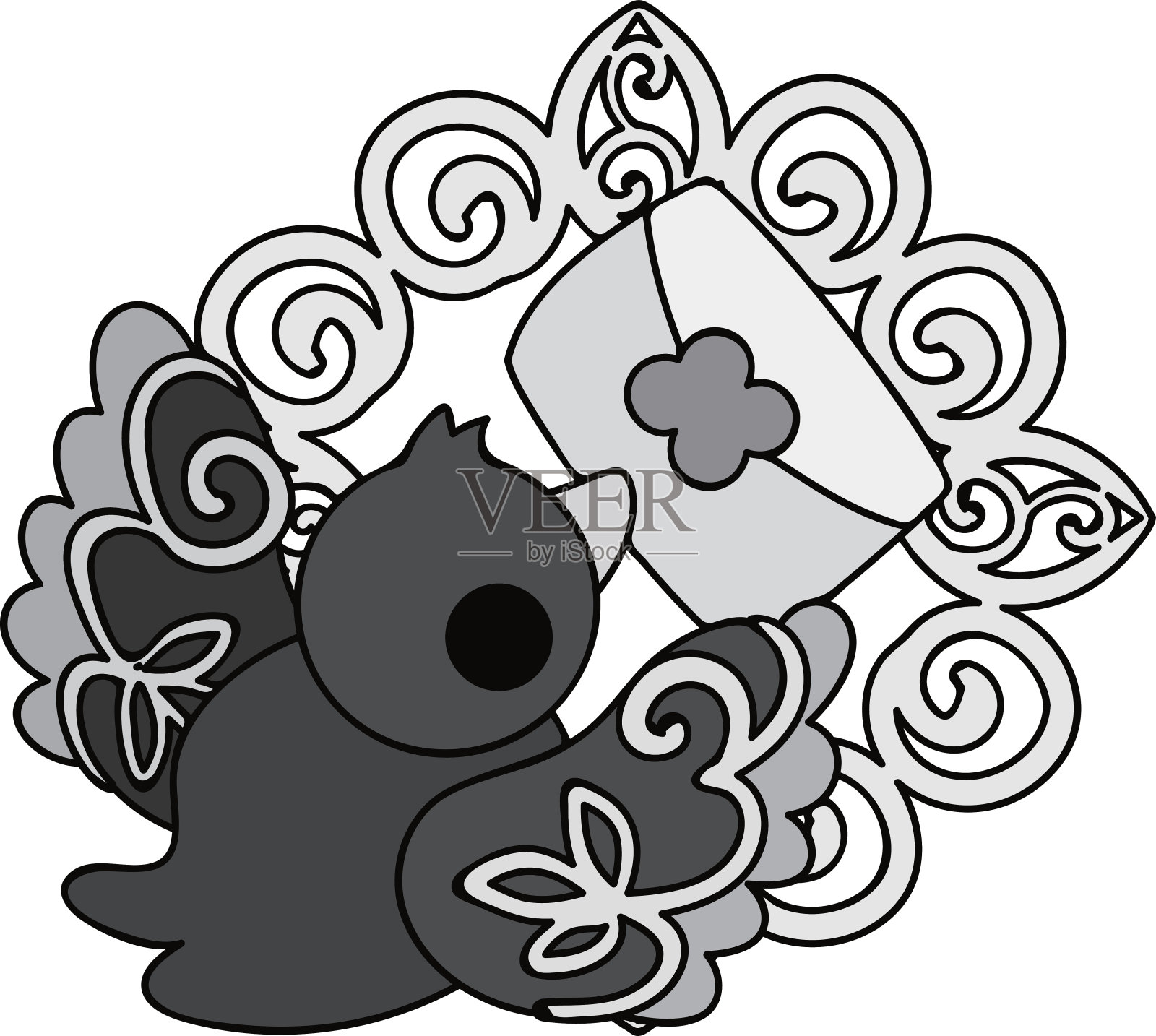 设计神秘的可爱小鸟插画图片素材