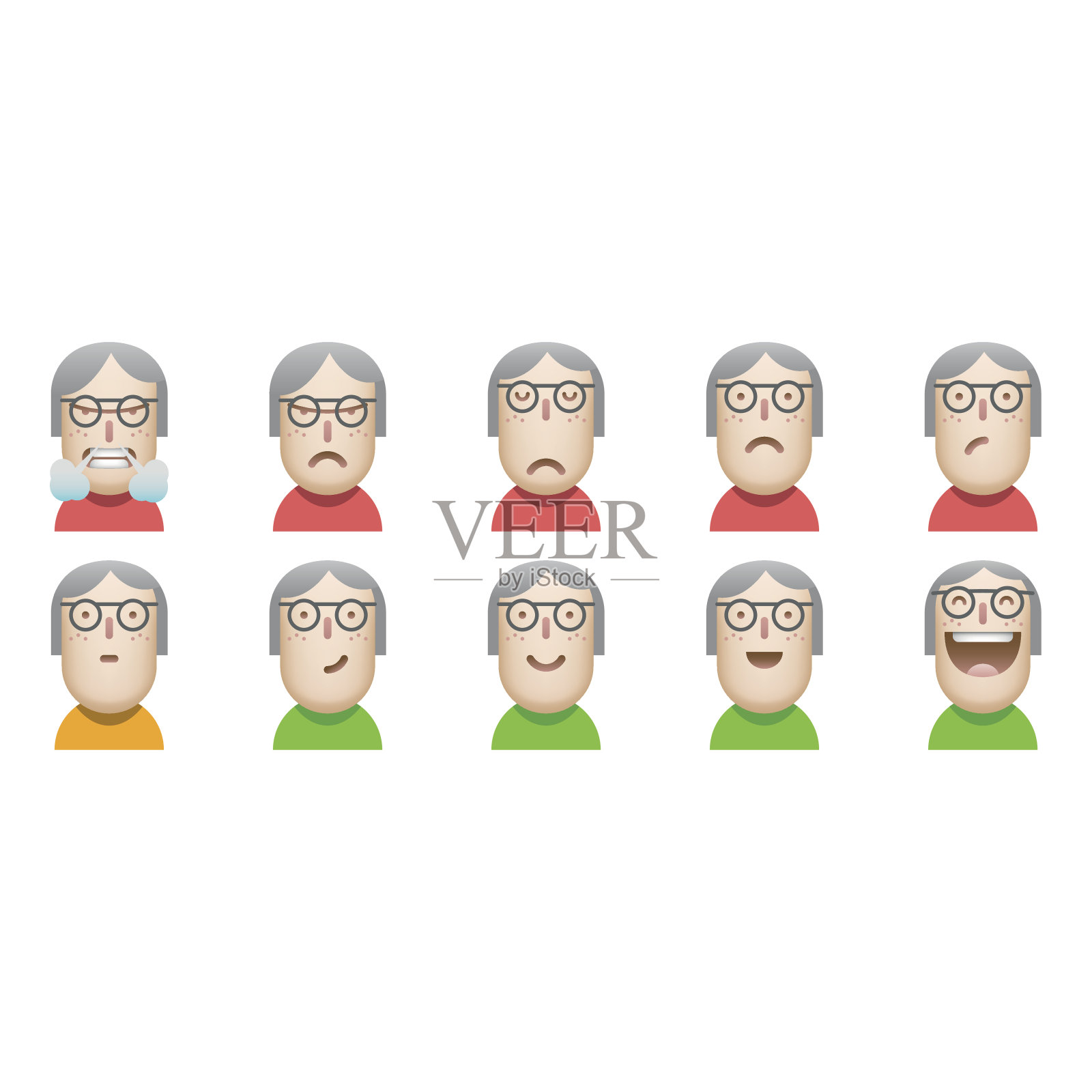 客户满意头像图标集插画图片素材