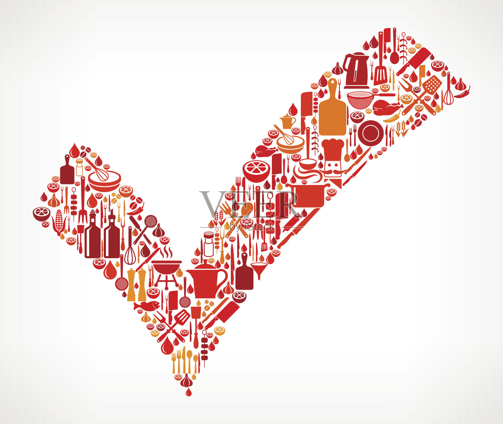 勾选标记烹饪和食物矢量图标模式插画图片素材