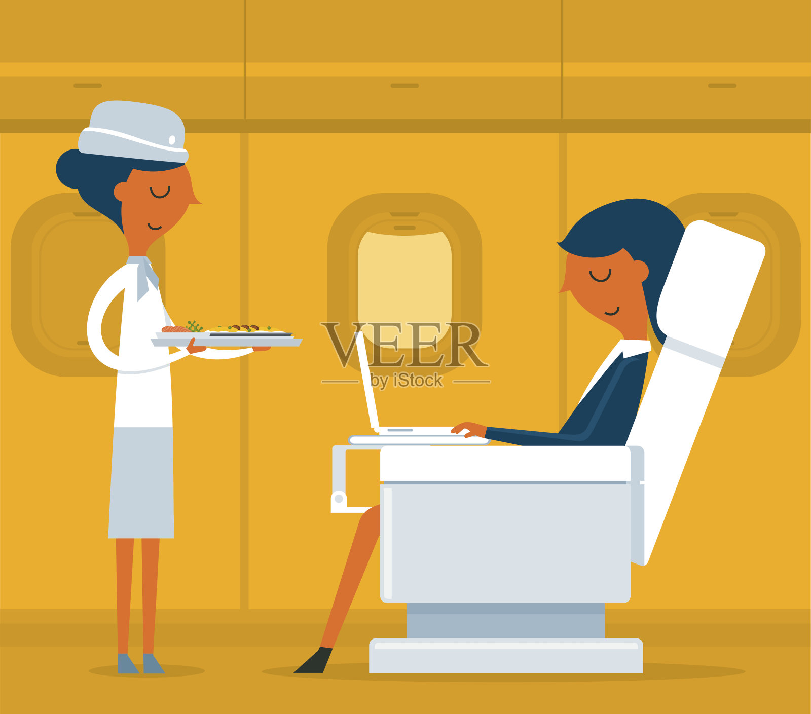 商务舱-女商人插画图片素材