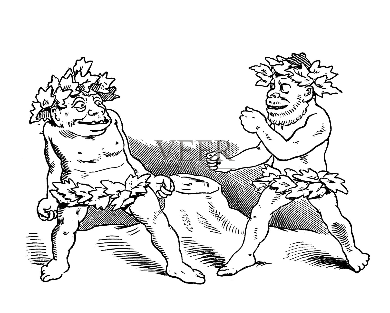 对抗两个巨魔(1867年)插画图片素材