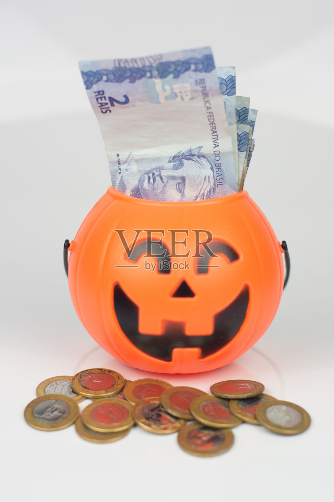 万圣节有钱南瓜照片摄影图片