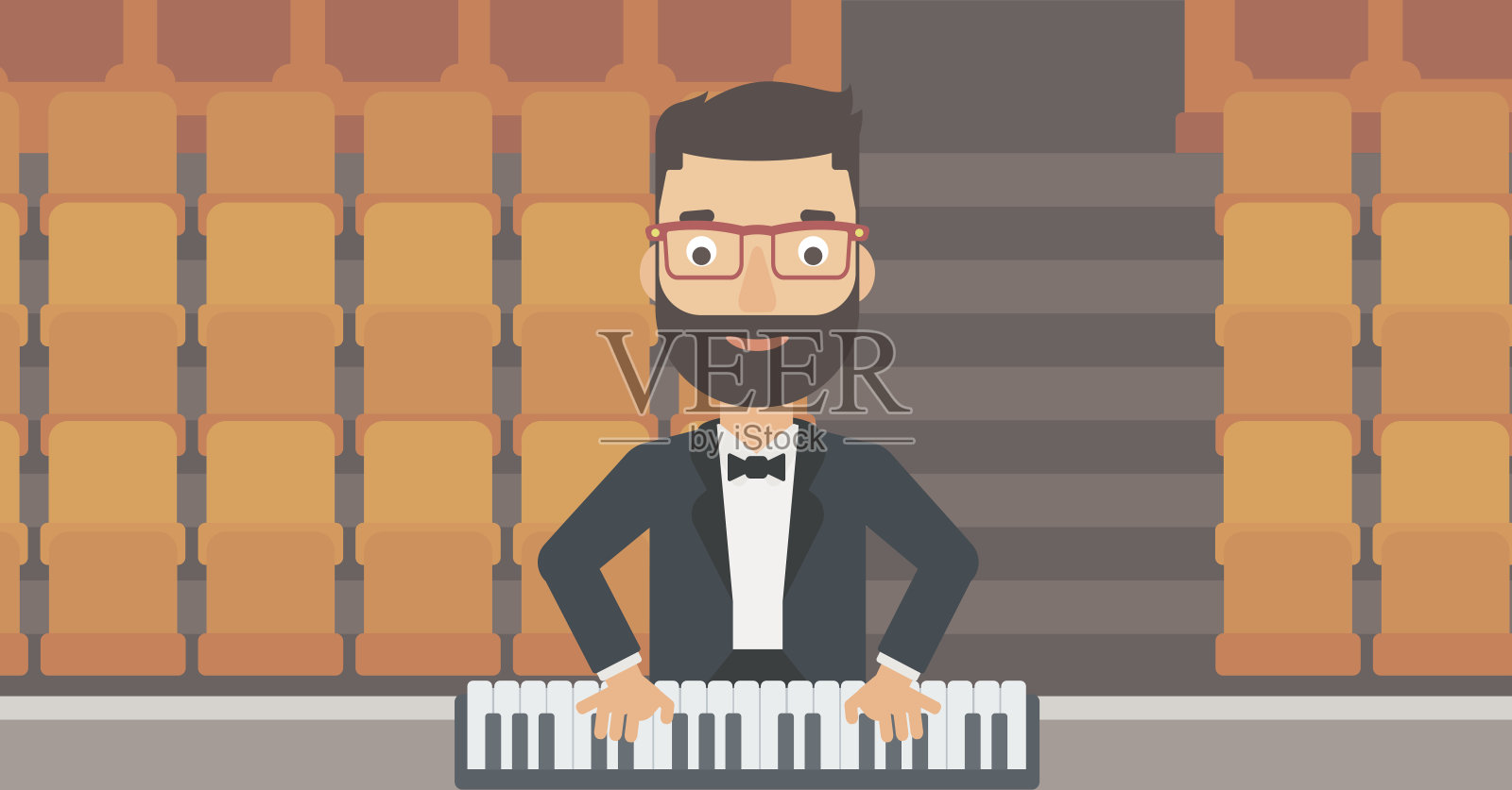 音乐家在演奏钢琴插画图片素材