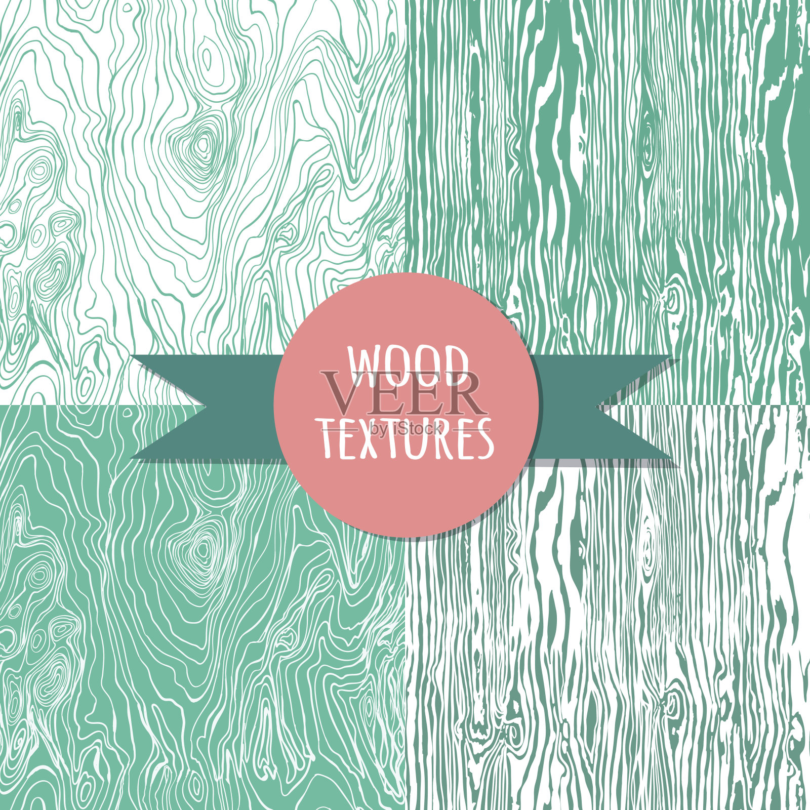 木材纹理集。Seampless模式插画图片素材