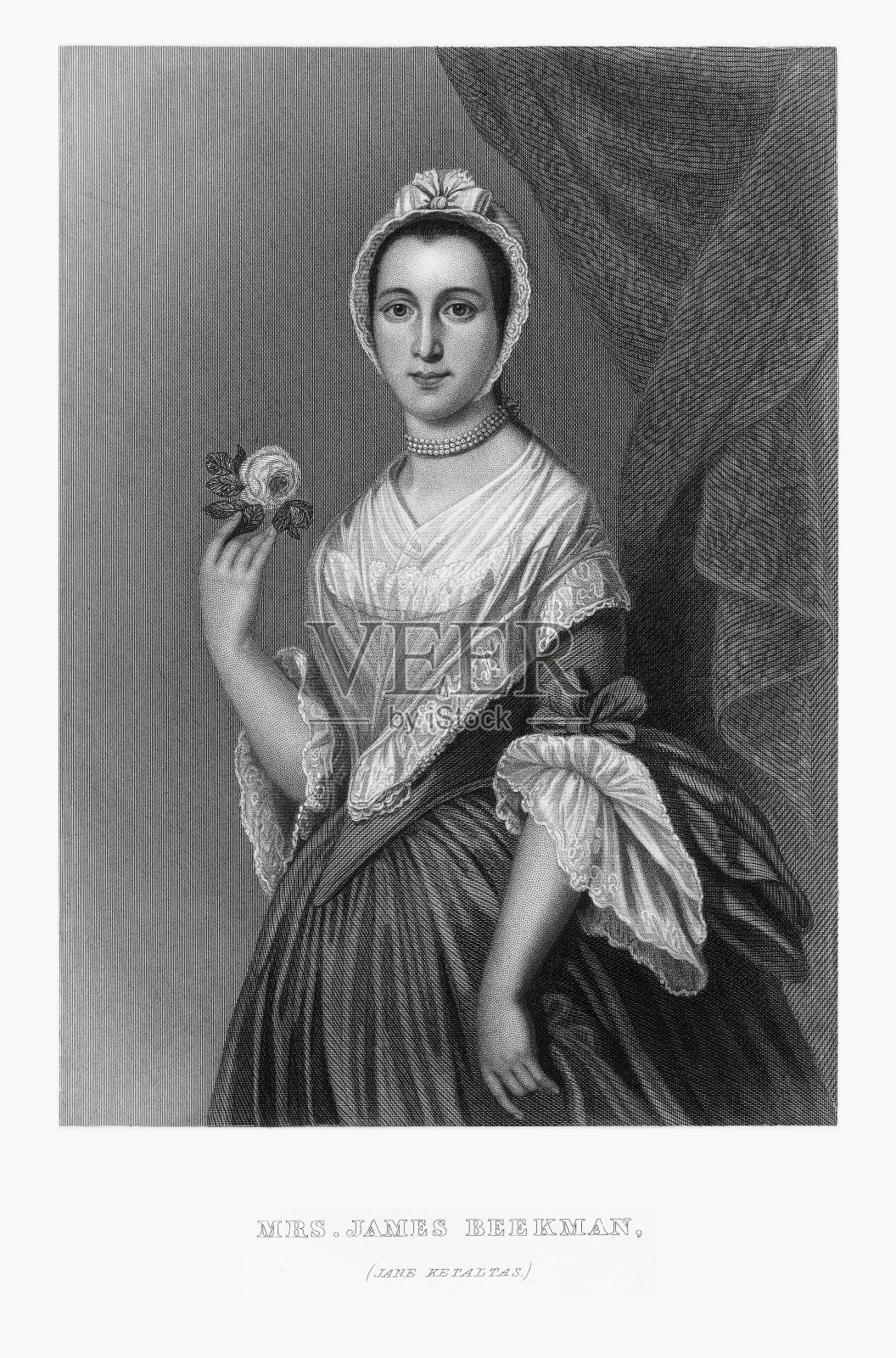简·凯塔尔塔斯,詹姆斯·比克曼夫人,约1780年雕刻画像插画图片素材