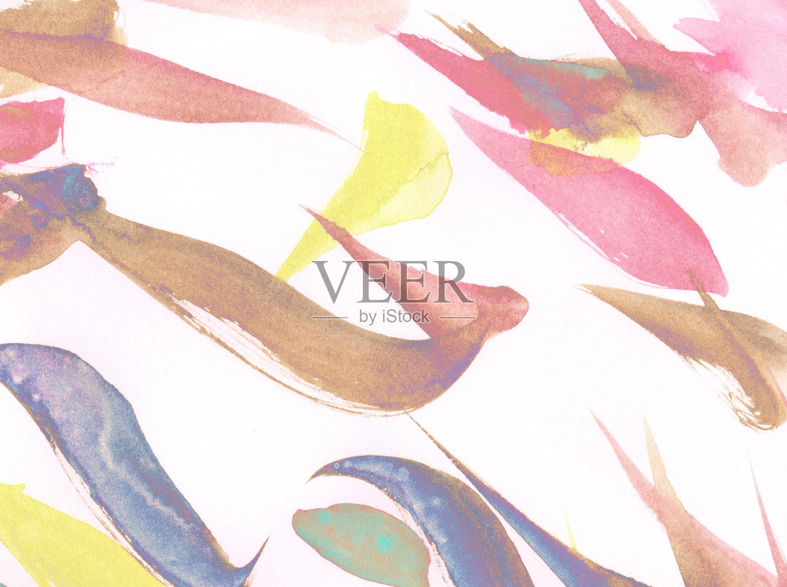 抽象的背景与水彩画的蓝色,棕色和红色插画图片素材