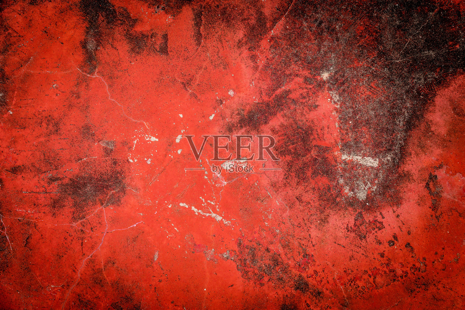 旧混凝土上开裂的红色油漆照片摄影图片