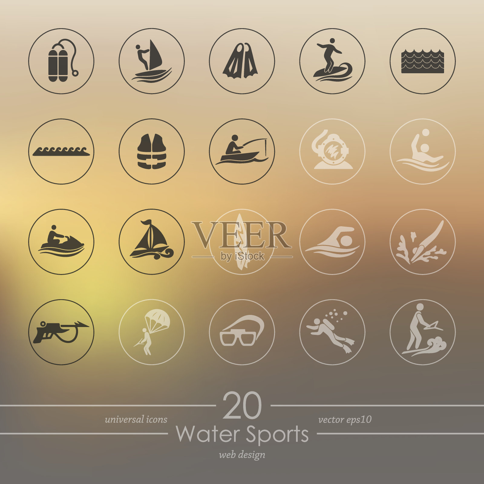 一套水上运动图标图标素材