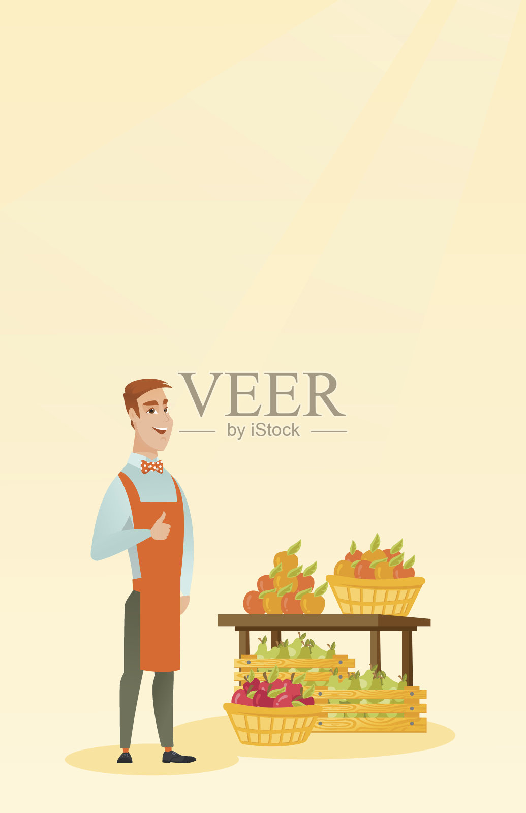 年轻的白人卖家竖起大拇指插画图片素材