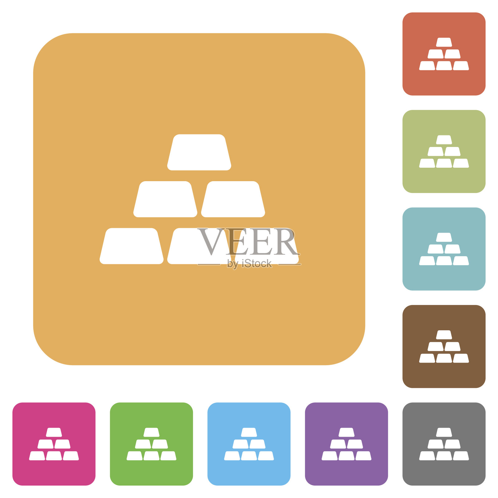 堆叠的金条圆形方形平面图标图标素材