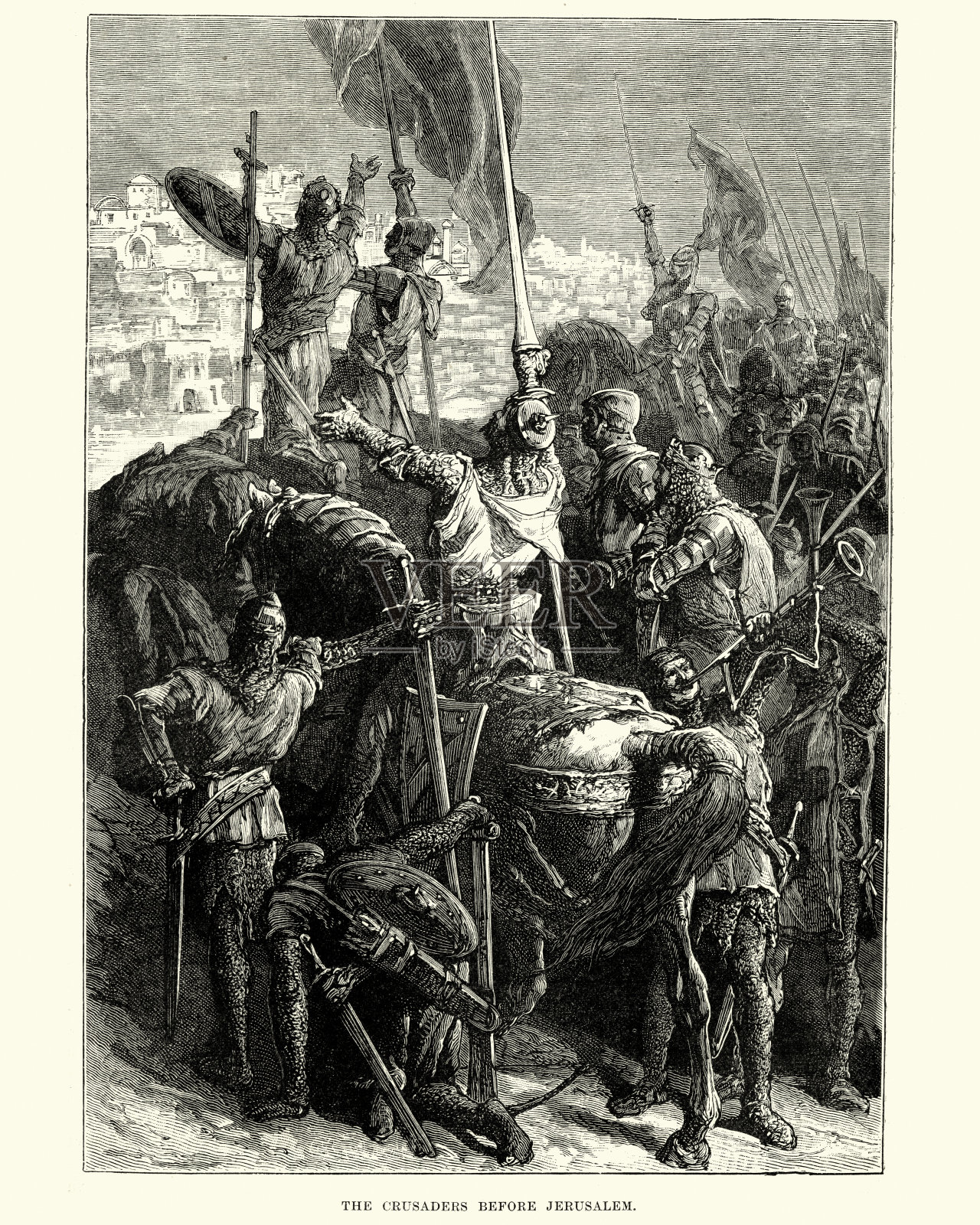 耶路撒冷之前的十字军,第一次十字军东征插画图片素材