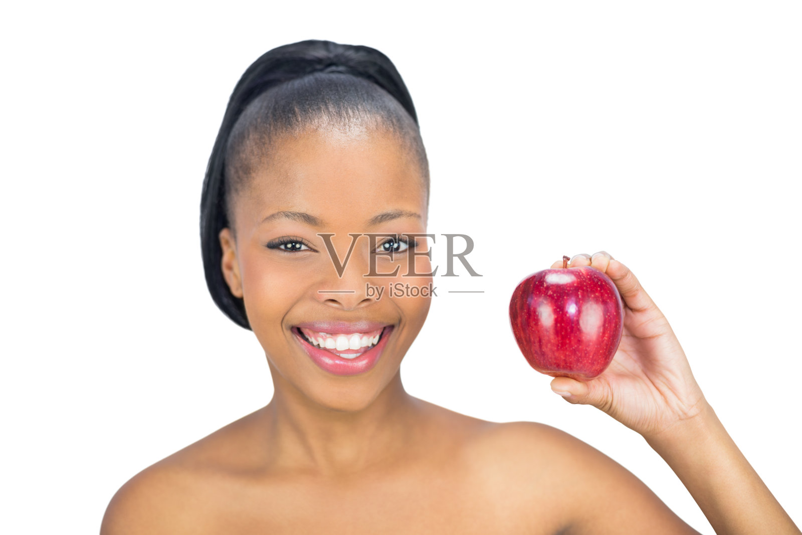 有魅力的女人拿着红苹果照片摄影图片