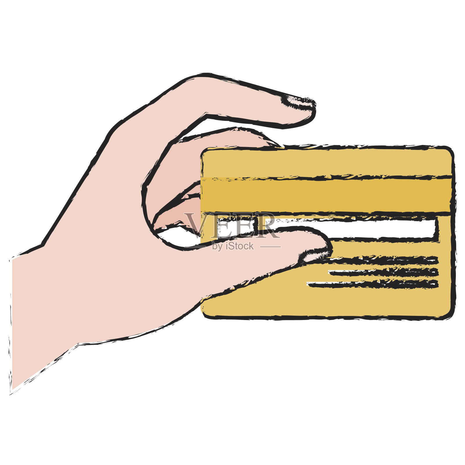 手人类与信用卡孤立的图标插画图片素材