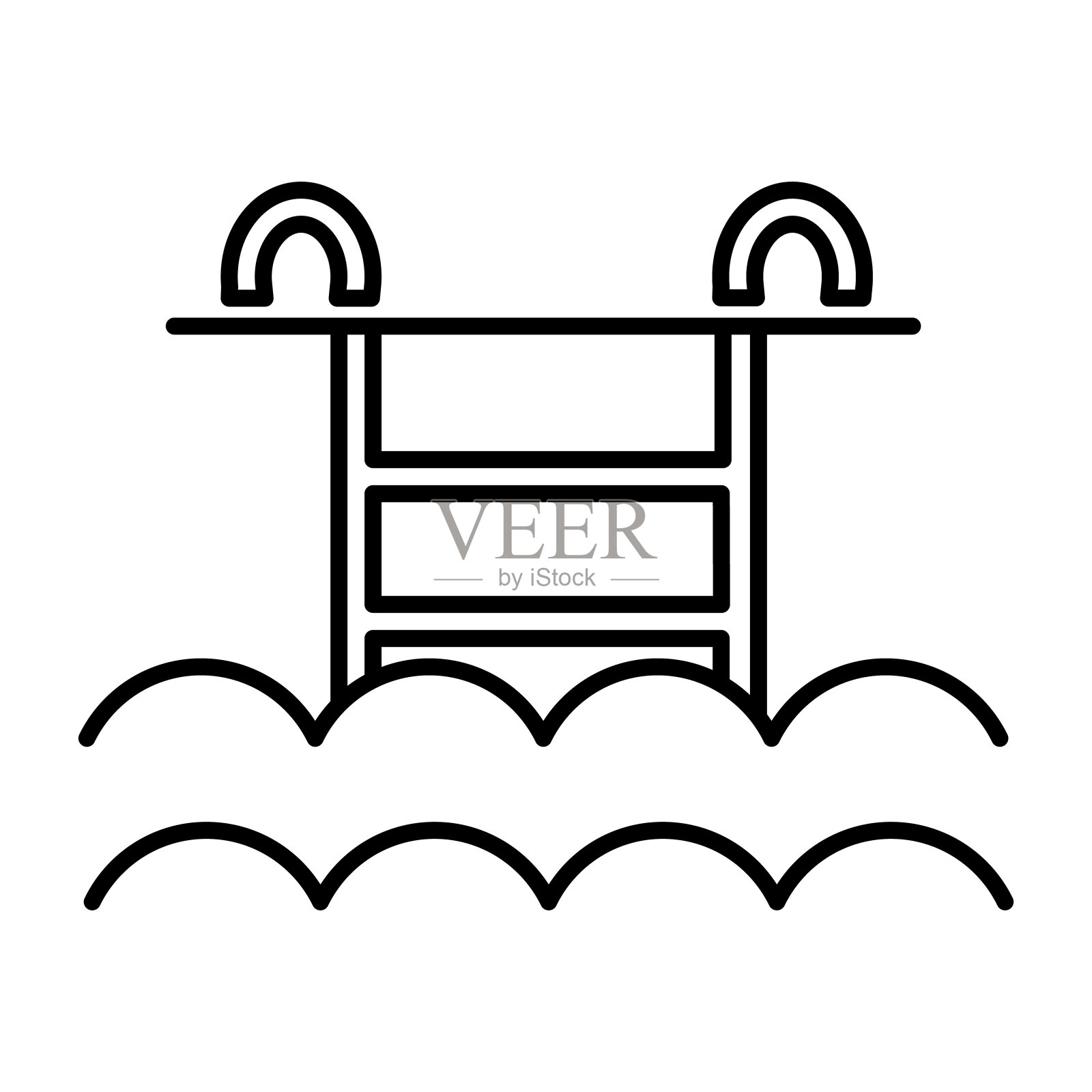 水池矢量线图标,标志,背景上的插图,可编辑的笔触图标素材