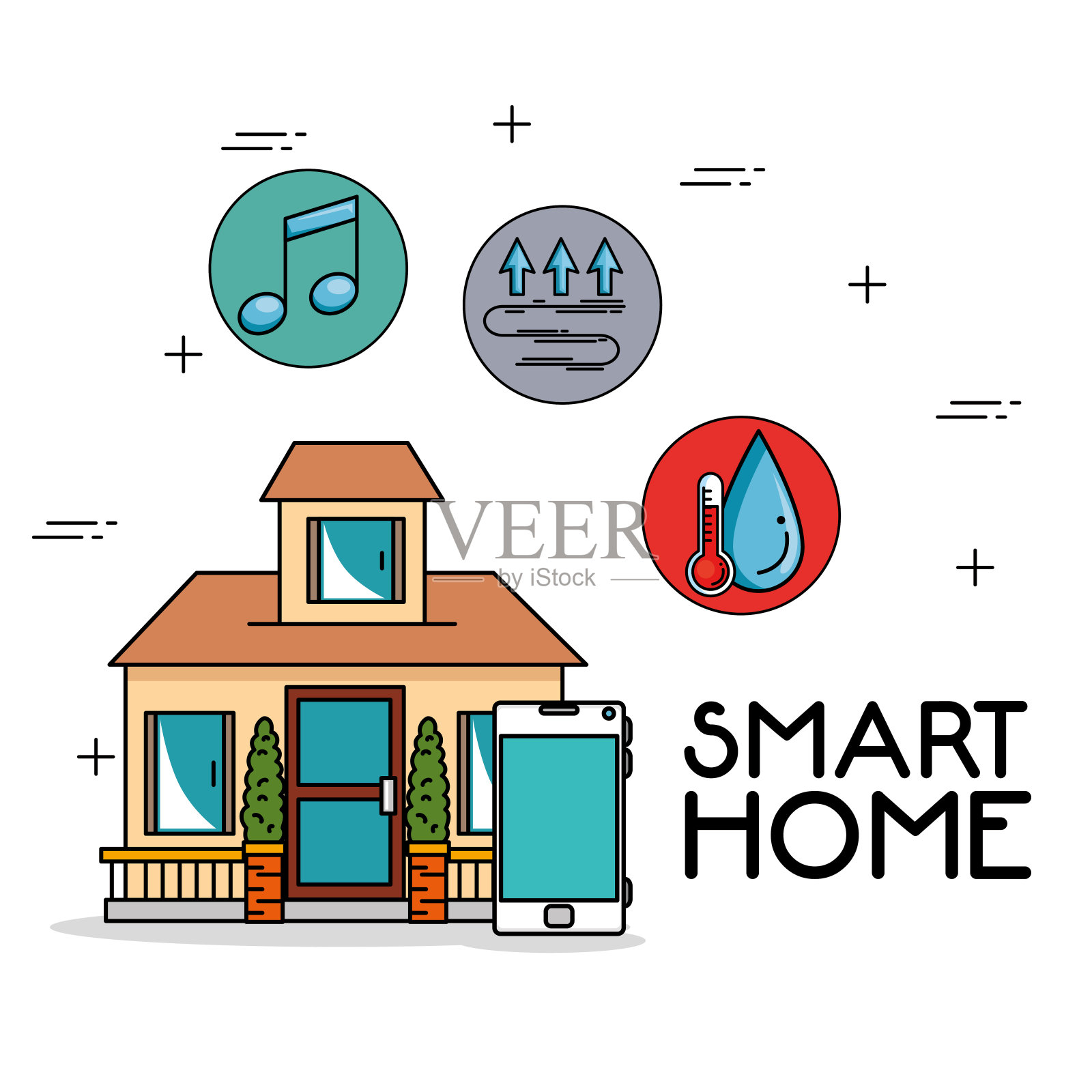 智能家居技术系统插画图片素材