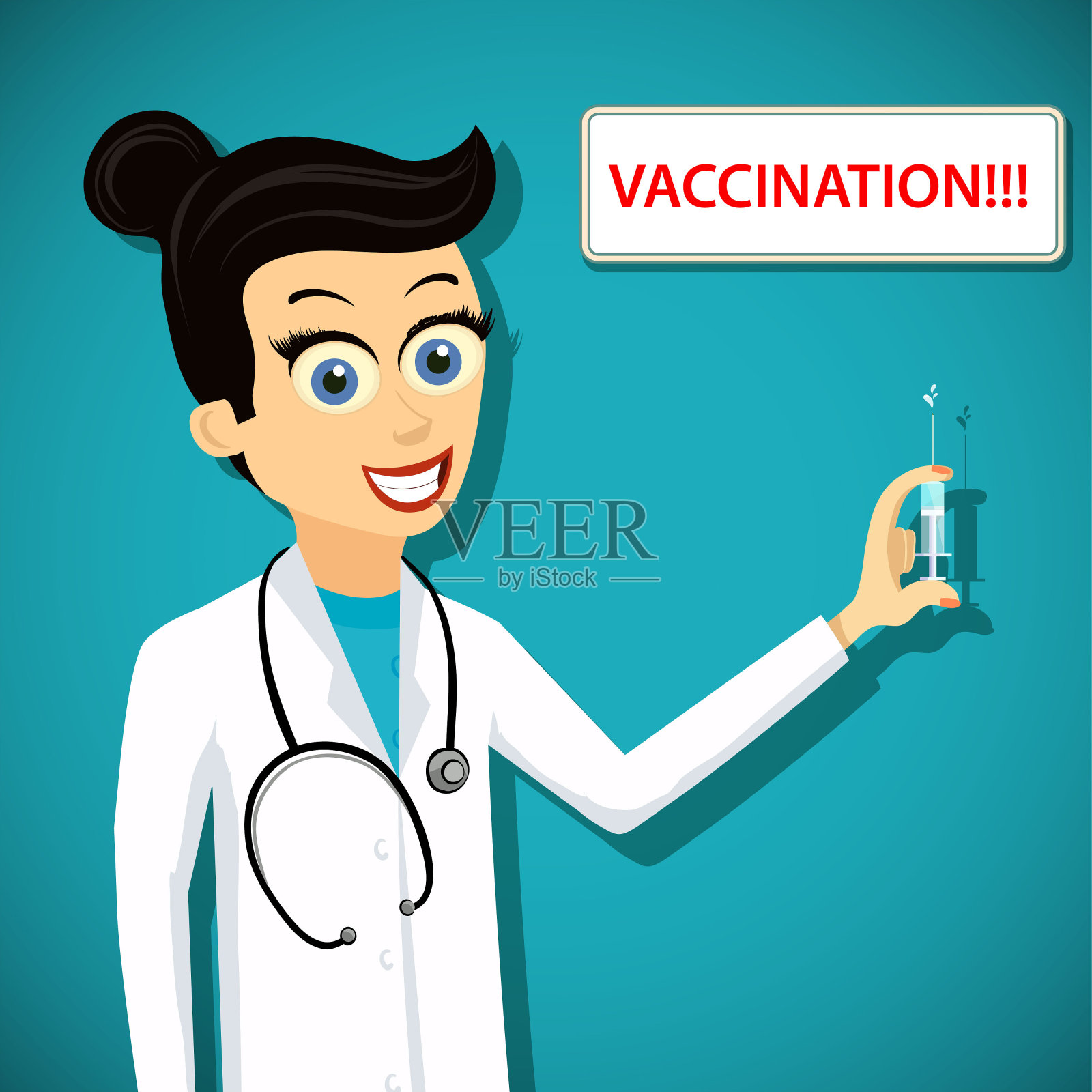 拿着注射器的女医生插画图片素材