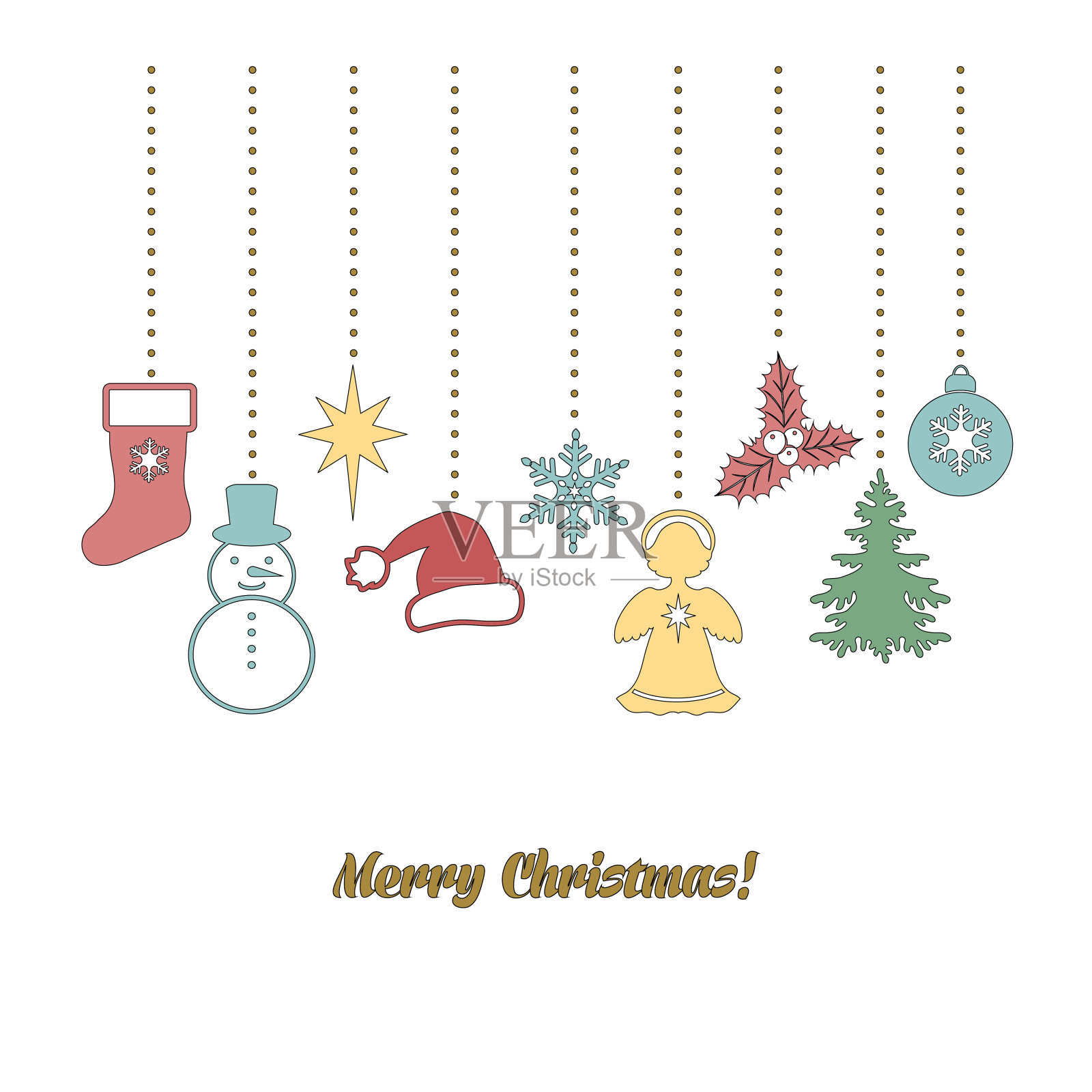 圣诞花环涂鸦风格插画图片素材