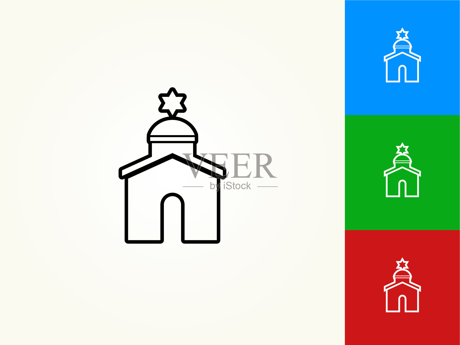 犹太教堂黑色描边线性图标插画图片素材